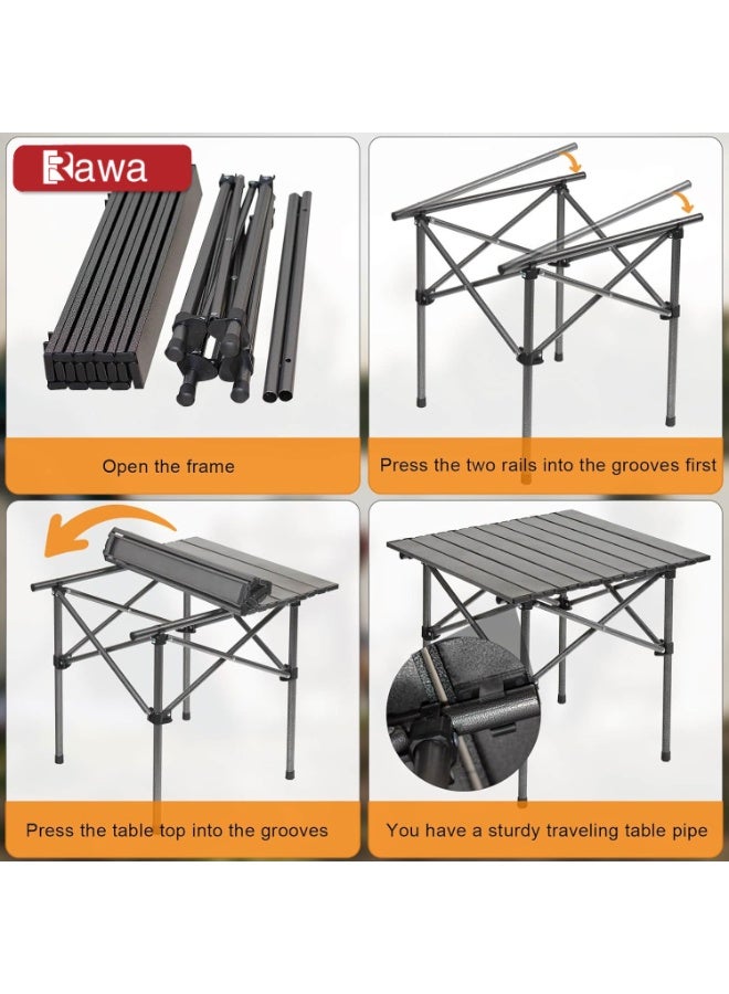 روعة طاولة تخييم قابلة للطي محمولة تتسع لـ 2-4 أشخاص طاولة قابلة للطي من الألومنيوم خفيفة الوزن مع حقيبة حمل للتخييم والمشي لمسافات طويلة والنزهات والشواء ورحلات الشاطئ وحفلات ما قبل المباريات - Image 5